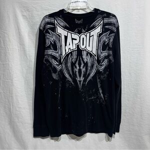 VINTAGE Tapout Men Shirt XL Black American Arrogant Grunge MMA Waffle Knit Y2K